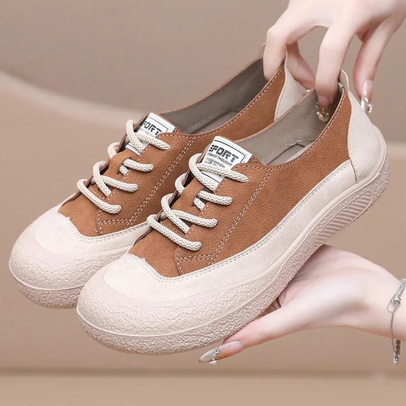 2025 Women Summer Autumn New Fashion Casual Shoes Retro Soft Bottom Round Head Breathable Sneakers High Quality Face Loafe