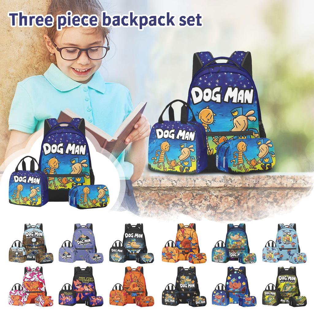 Movie Peripheral Print Backpack, School Bag Student Campus With Plush Ball Backpack