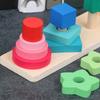 Wooden Geometric Column Set Intellectual Toy Gradual Change Color Flower Shape Cognitive Matching Children'S Intellectual Toys