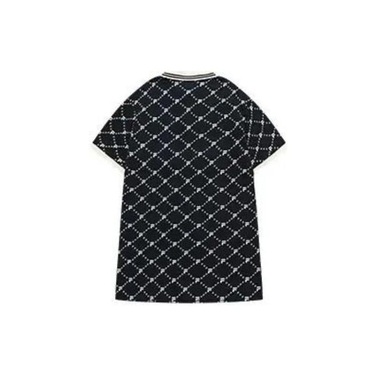 FILA Fusion Fashion Loose Polo Collar Short Sleeve Dress Women dresses Black T11W323316ABK
