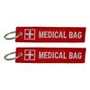 2Pcs Red White Embroidered Component Device Compact Keychain Luggage Identifier With Detachable Metal Ring For Emergency Supplies