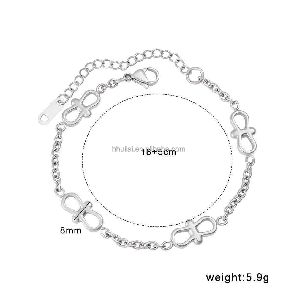 Fashion Jewelry Sets 18K Gold Plated Stainless Steel Chain Splice Bow Necklace and Bracelet Jewelry Sets for Women