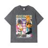 275 GSM Washed T-shirts 100% Cotton Digimon V6 Waifus Print Unisex Heavy Cotton T Shirt