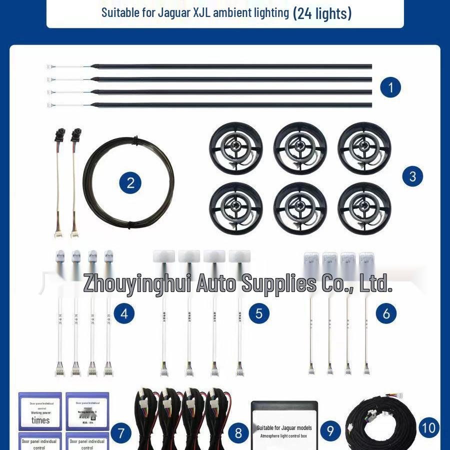Jaguar XJL Interior Turbine Luminous Air Outlet: 7-Color Music Atmosphere Light, 10-Color Car-Specific