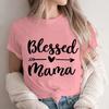 Blessed Mama Y2K Tops Women Summer Mother's Day Graphic T Shirts Vintage Short Sleeve Mom Life Streetwear Tees Tops