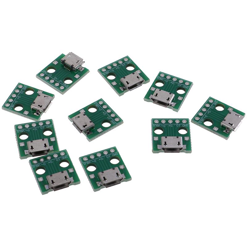 10Pcs Micro Usb To Dip Adapter 5Pin Female Connector Pcb Converter Board