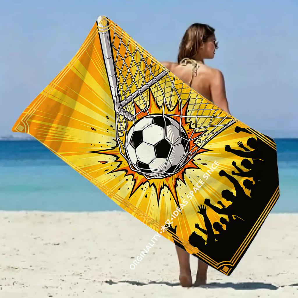 Soccer Goal Game Beach Towel Patterned Sunscreen And Windproof Suitable For Swimming Pool Camping Travel Blanket