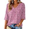 Women's Floral Print V-Neck Blouse Lightweight for Spring and Summer