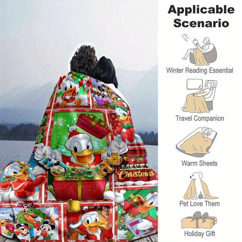 1pc. Christmas Disney Characters Plush Blanket, Festive Holiday Decor for Home, Soft Throw Blanket for All Seasons, Cute Gift Idea, Living R