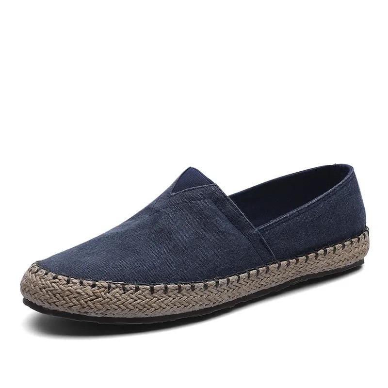 Fashion Men's Flat Canvas Shoes High quality Espadrilles Footwear Hemp Lazy Flats For Men Loafers Driving Shoes