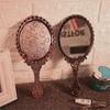 Vintage vyřezávané ruční toaletní zrcadlo Rukojeť zrcátka Spa Salon Makeup Mirror