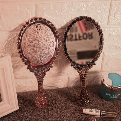 Vintage Carved Handheld Vanity Mirror Hand Mirror Handle Spa Salon Makeup Mirror