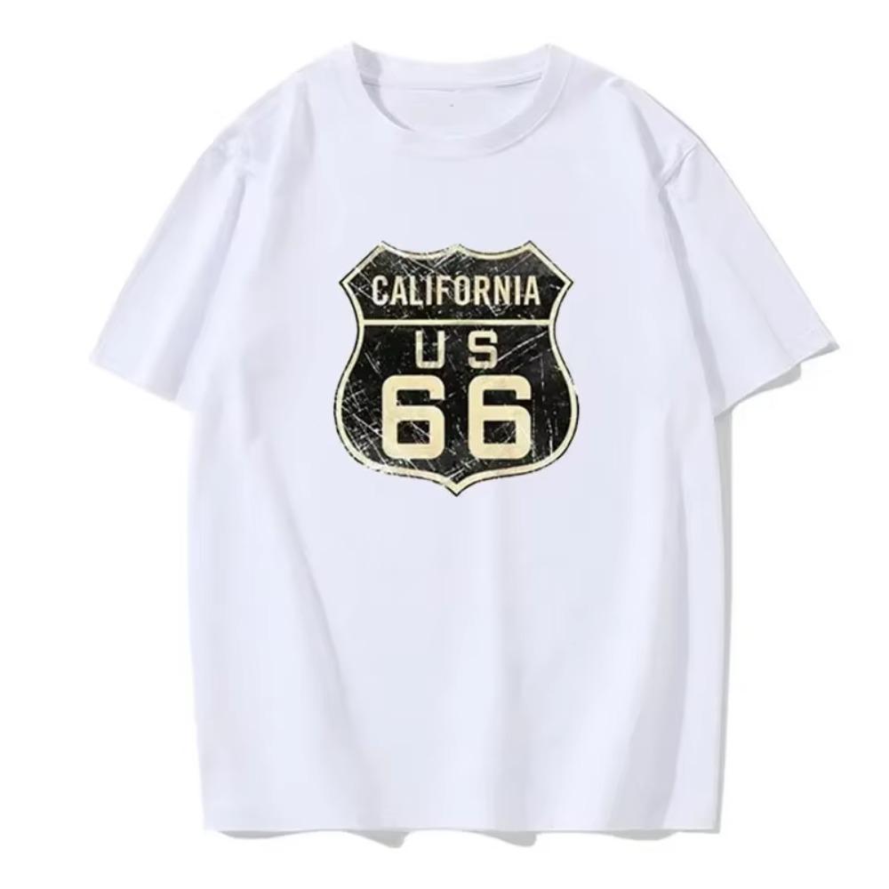 

Новая летняя мужская американская ретро-футболка в стиле хип-хоп, повседневная мода 66, дизайн с короткими рукавами, повседневная одежда XXXXXL белый
