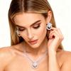 Elegant Dazzling Rhinestones Stud Earrings And Pendant Necklace Set Lightweight Alloy Jewelry For Party Or Daily Wear