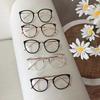 Optical Plano Glasses Frame for Women Men Round Oversized Cat Eye Eyeglasses Retro Frames Metal Spectacles Clear Lenses Eyewear
