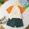 0-5-year-old Children's Short Sleeved Set Boys' Casual Printed Top+denim Shorts Two-piece Set Cute Baby Clothes