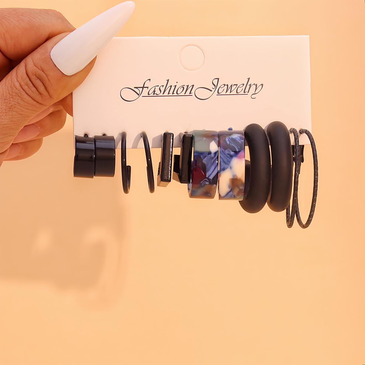 Trendy Geometric Black Earrings: Women s Bold, Irregular Design