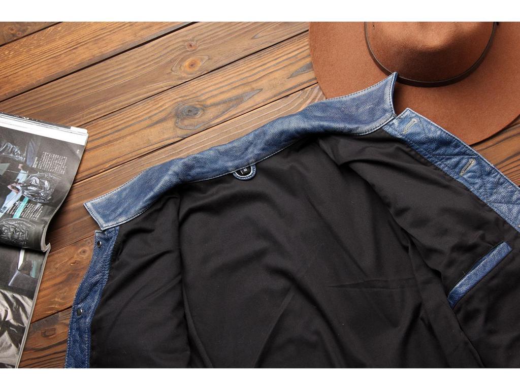 Men's Retro Stone Ground Leather Jacket - Storm Rider Cowhide Lapel Outerwear