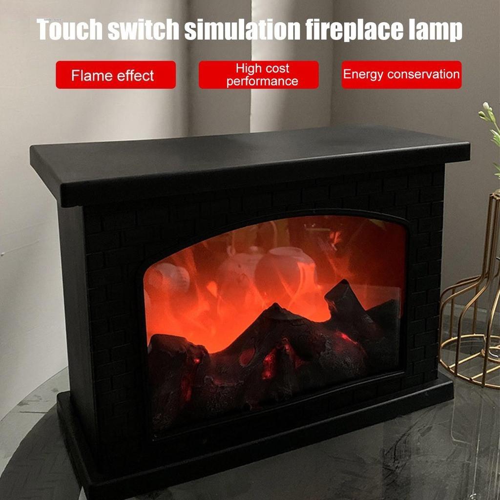 Touch Switch LED Fireplace Lantern Premium Simulation Log Fire Place Lantern Christmas Decorative Fireplace Lamp