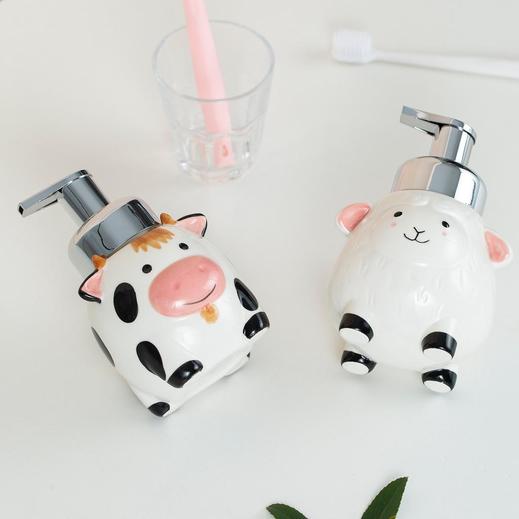 Soap Dispenser Cute Hand-painted Ceramic Hand Soap Dispensing Bottle, Cartoon Animal Lotion Bottle, for Guesthouses and Hotels