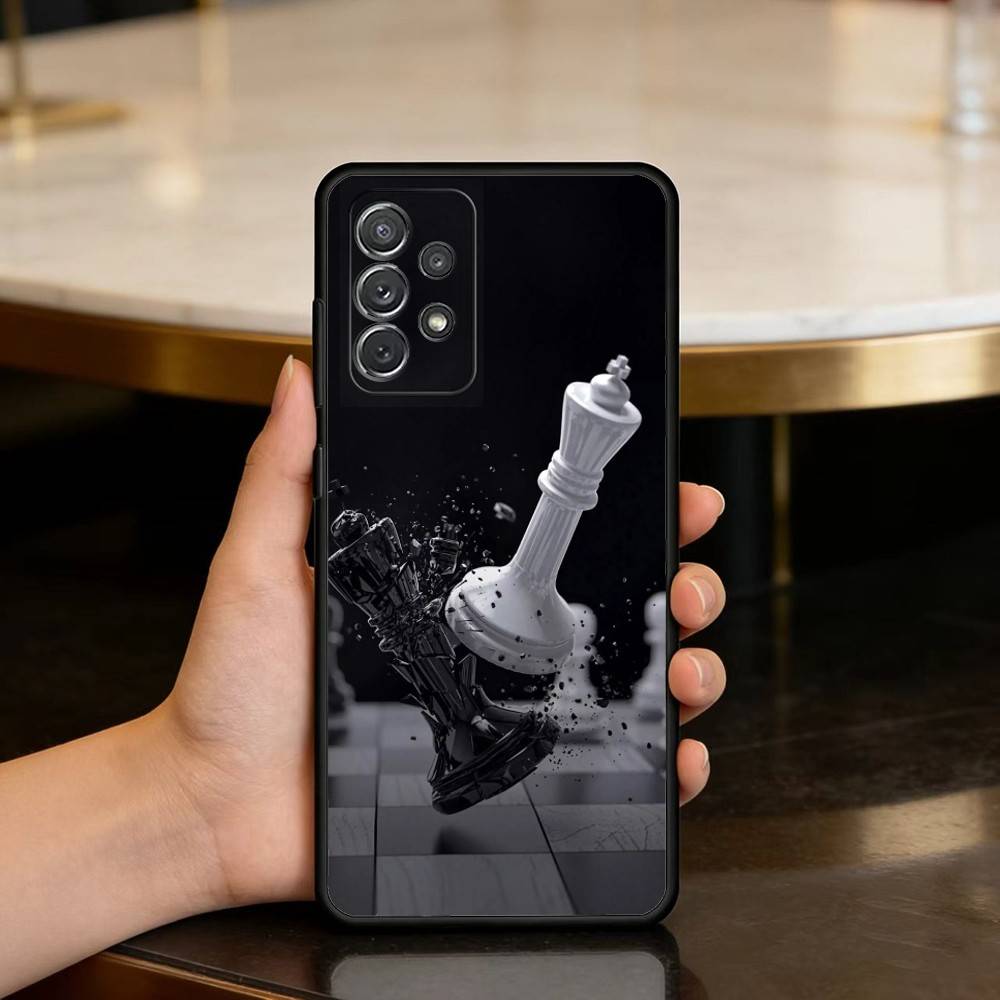 A-Art C-Chess Soft Silicone Black Cover Phone Case For Samsung Galaxy A73,A72,A71,A70,A53,A52,A51