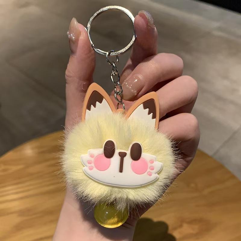 Cartoon Cute Cat Plush Ball Bell Keychain Pendant Bag Ornament Fashion Gift Girl Keyring Creative Charm Custom Car Small Lady