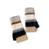 Women's Colorful Striped Wool & Velvet Fingerless Typing Gloves - Warm, Wrist Protective, Ideal for Students & Outdoor Activities