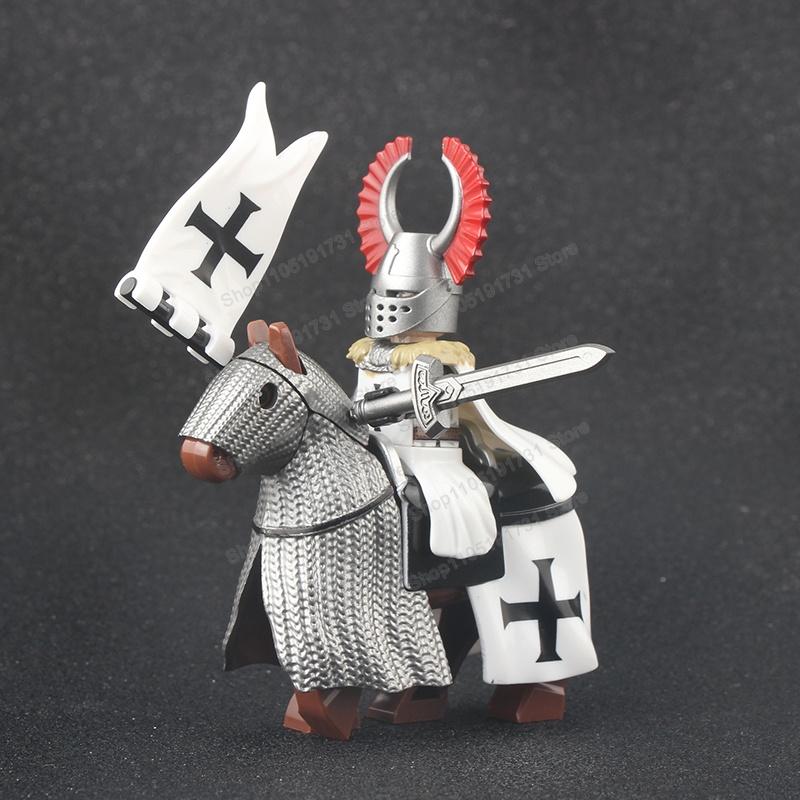 Medieval Knight Serie Figures Building Blocks Warrior Soldiers Guards Lion Heart Hospital Teutonic Knight Battle Pastor Kid Gift