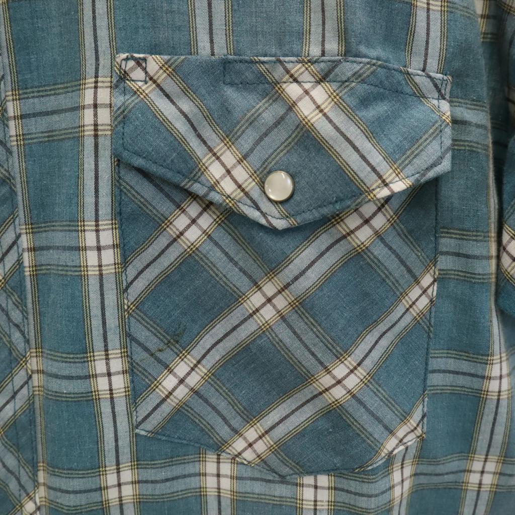 Wrangler 90s Old Check Pattern Short sleeve Western shirt M Green system Men's Used