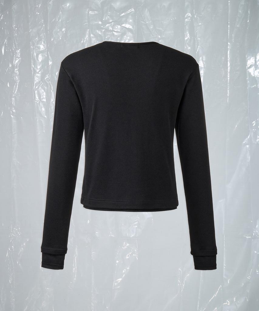 AREUBAN Waffle Layered Long Sleeve_Vintage Black