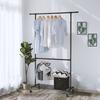 SONGMICS Industrial Clothes Rack on Wheels, Maximum load of 110 Kg, Double Garment Hanging Rod, Heavy Duty Commercial Display, Black
