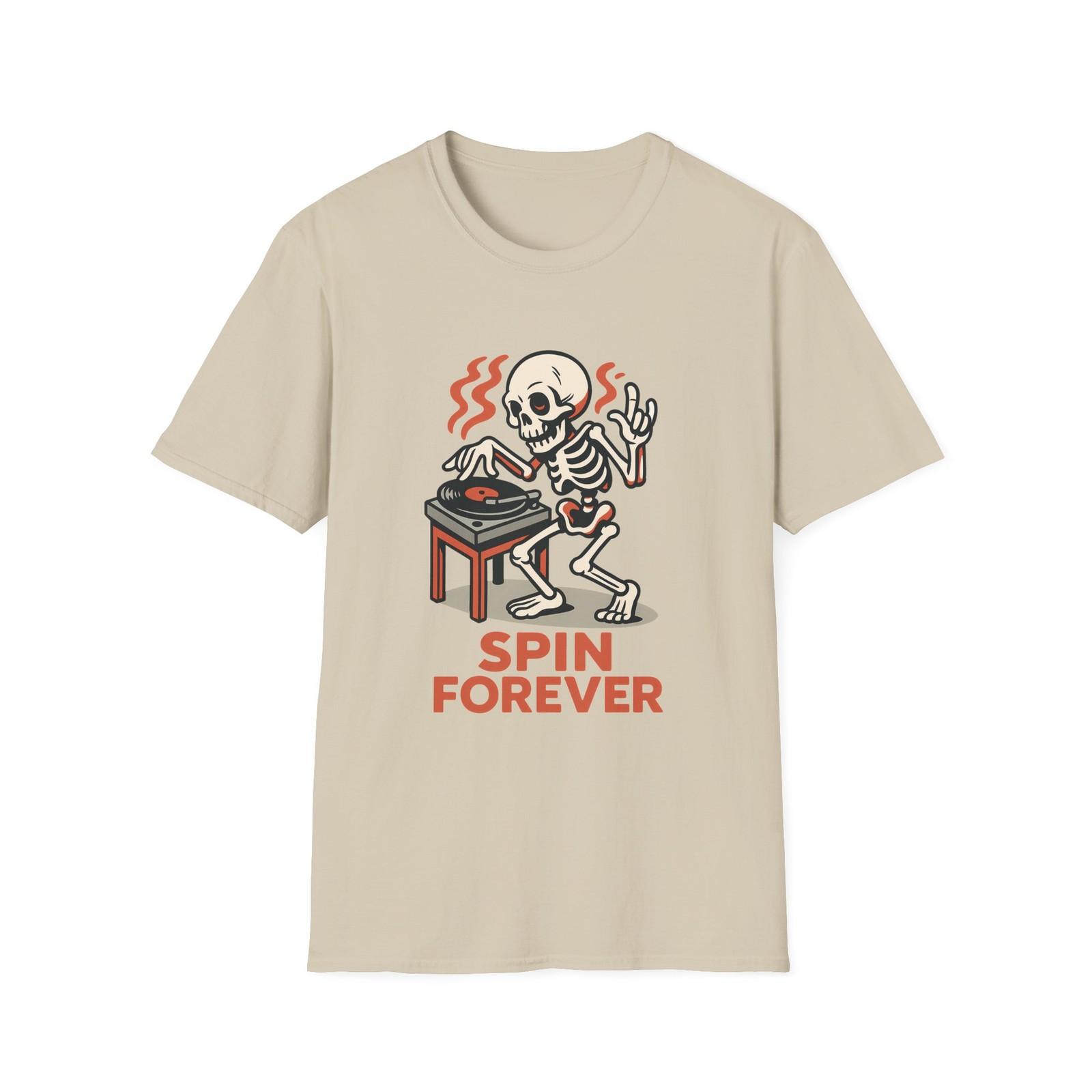 Unisex Softstyle T-Shirt Skeleton DJ Turntable Music Dance S