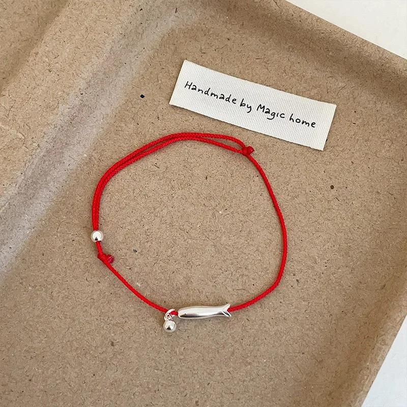 

Simple Copper Color Small Fish Bracelet for Women Fashion Adjustable Woven Couple Bracelet Exquisite Cute Charm Zircon Gift