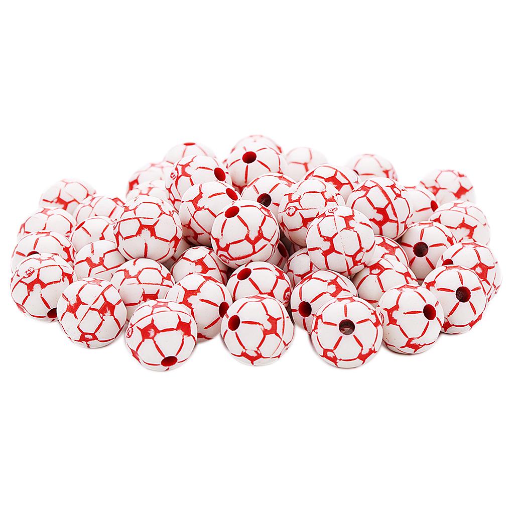 

50 шт. круглые акриловые свободные бусины с большим отверстием в форме футбола для вышивки бисером