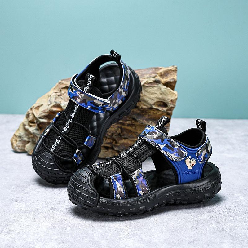 Boys' Sandals Summer New Children's Baotou Sports Soft-soled Sandals Students Middle and Older Children Non-slip Beach Shoes