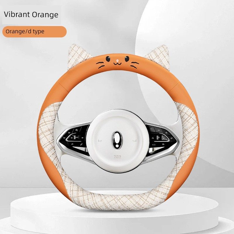 

New Style Car Steering Wheel Cover with Good Hand Feel, Anti-Slip, Universal for All Seasons, Steering Wheel Protective Cover Vibrant Orange-D Type 38