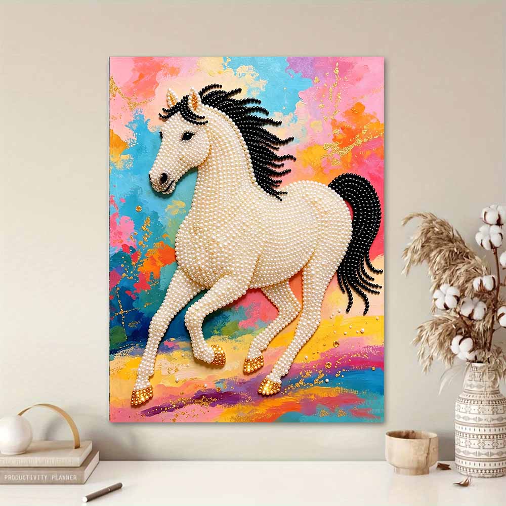 Shiny Pearl Elegant Running Horse DIY Painting Creative Bead Art Craft Household Wall Decoration Nice Present For Art Hobbyists Home Decor