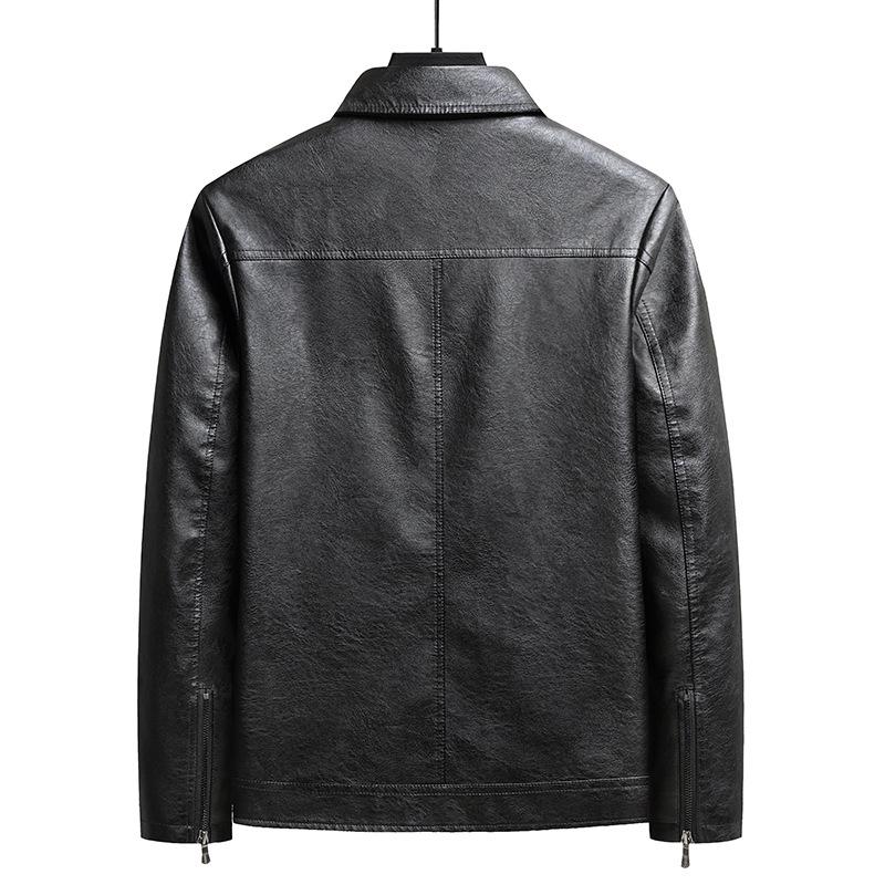 Spring and Autumn New Men's Leather Jacket Stand-up Collar Zipper Pocket Trendy Men's Decoration Fashion Casual Trend Versatile Leather Jacket Men