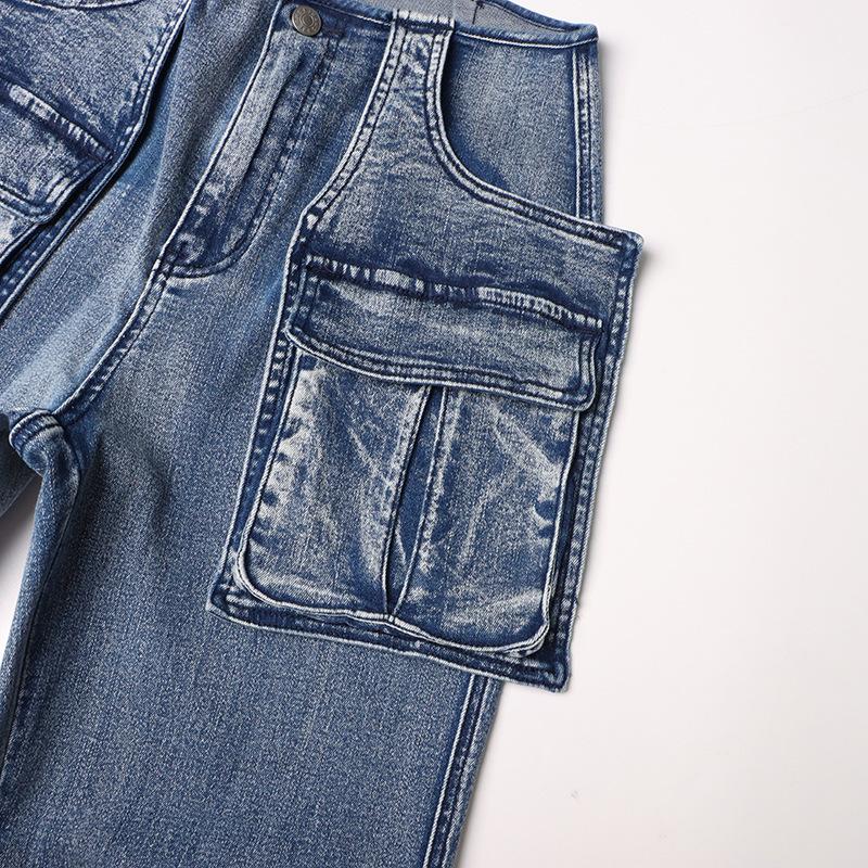 GMXIA Jeans e Pantaloni Patchwork Casual alla Moda Multitasche Organ