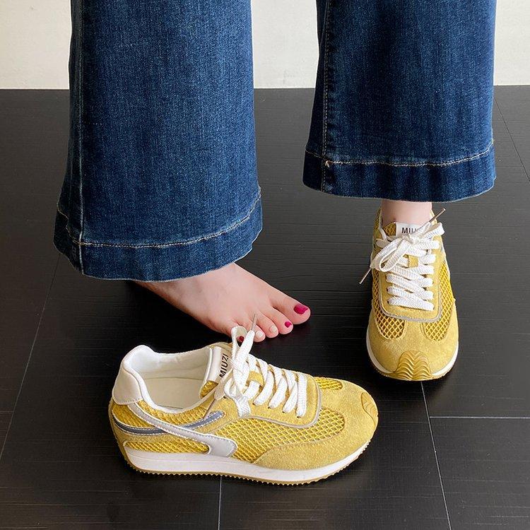 Waffle Forrest Gump shoes women's shoes 2025 new lace-up summer thin mesh shoes women's breathable mesh sports training shoes