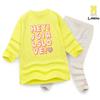 Korean Design Kids Yellow Outfit Set Cotton Top Pants Children Casual Wear