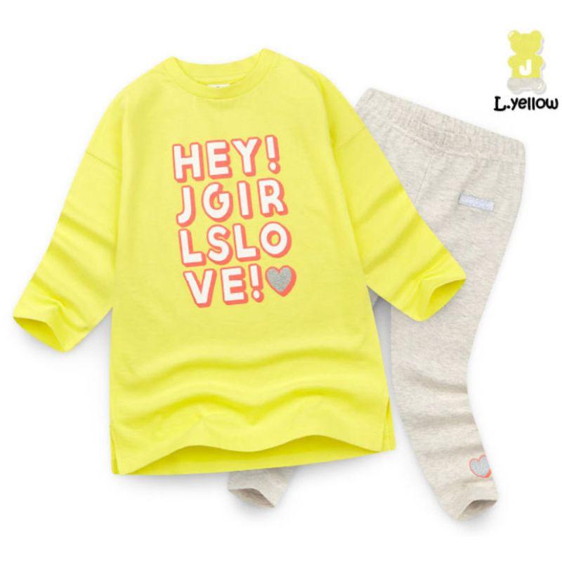 

Korean Design Kids Yellow Outfit Set Cotton Top Pants Children Casual Wear 100(3-4 / 90~100cm) пересмешка
