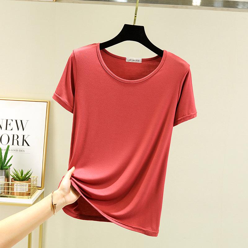 Dámský univerzální letní top s krátkým rukávem 2025: Zeštíhlující, Volný střih, Ležérní základní tričko