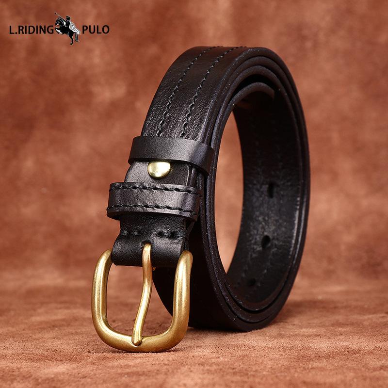 Retro Korean Style Fashion Trend All-match Copper Buckle Belt Women's Genuine Leather First Layer Cowhide Belt
