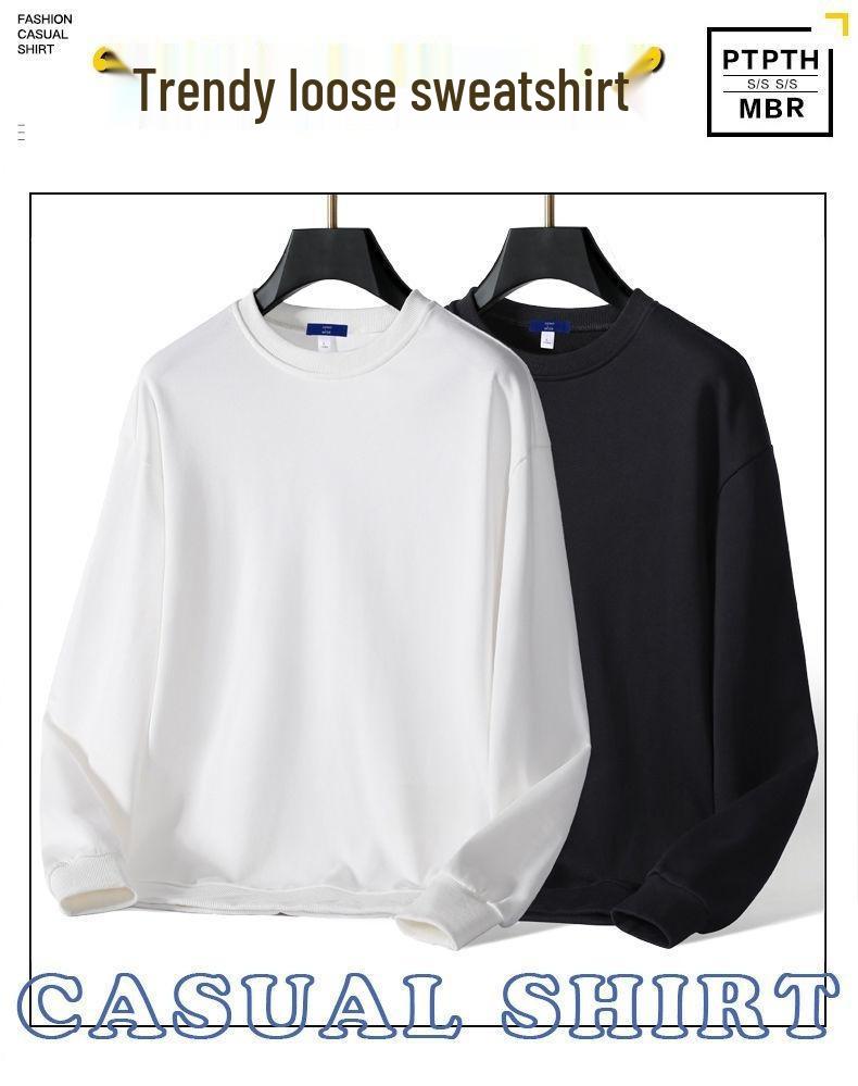 Men's Autumn & Winter Long Sleeve Crew Neck Sweatshirt – Trendy, Loose-Fit, Plus-Size, Casual Printed T-Shirt for Youth & Students