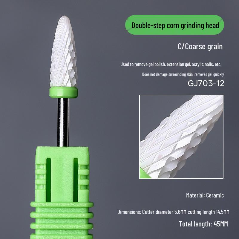 Hochtemperaturbeständiger Keramik-Nagelschleifkopf zum Formen, Entfernen der Nagelhaut, Entfernen von Gel-Politur und zur Verwendung mit einem Nagelfräser.