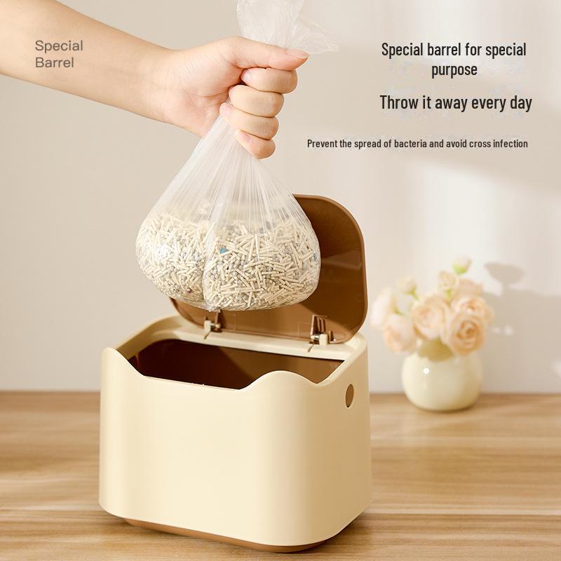 Katzenstreu-Mülleimer mit Schiebedeckel und Spezialbeuteln für einfache Reinigung