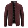 Autumn and Winter Men's Plus Velvet Stand-up Collar Cardigan Sweater Fashion Warm Sweater Jacket Top Men