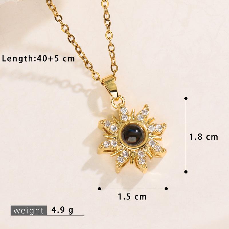 Sunflower Gold-Plated Projection Necklace for Women