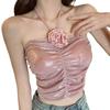 Spice Girls Socialite Style Corset 3D Rose Flower Decoration Crop Tops Suspender Vest  Travel